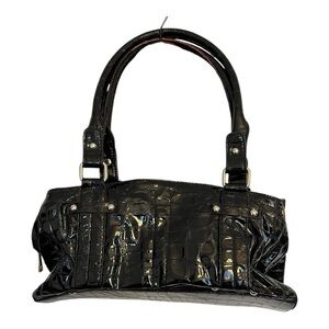 Black Crocodile-Embossed Women's Handbag